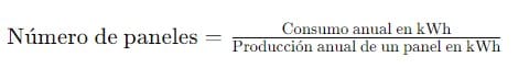 formula para saber cuantas placas solares necesito